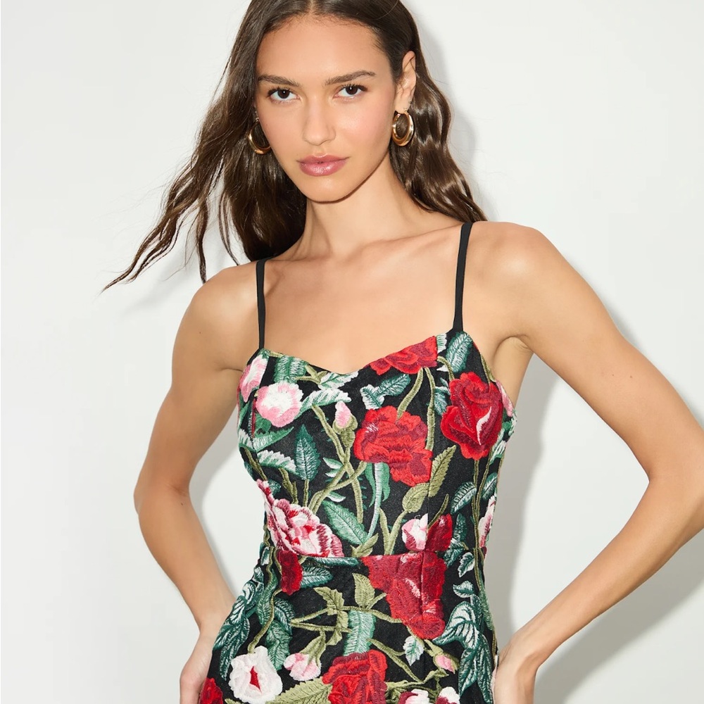 Lulu's Black Floral Midi Dress - Picture 4 of 4